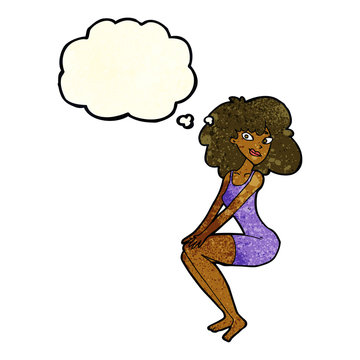 recommend clip art: cartoon sitting woman in dress with thought bubble