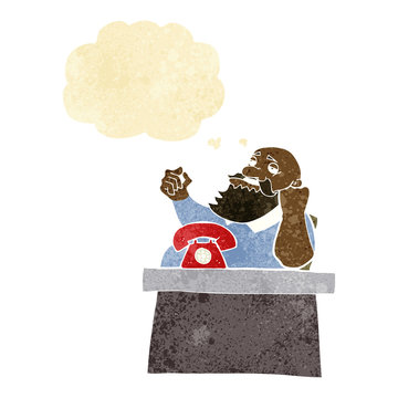 recommend clip art: cartoon arrogant boss man with thought bubble