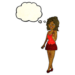 cartoon attractive office woman with thought bubble