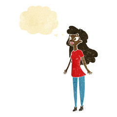 cartoon pretty girl with thought bubble