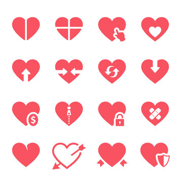 Vector hearts icons set on White Background. Vector Illustration