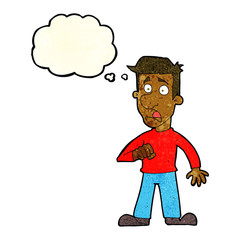 cartoon shocked man with thought bubble