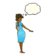 cartoon pretty woman looking at nails with thought bubble