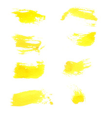 Yellow brush strokes set