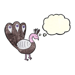 cartoon peacock with thought bubble