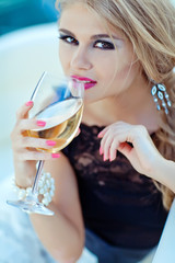 sexy woman on a yacht board 