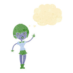 cartoon vampire girl with thought bubble