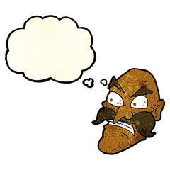 cartoon angry old man with thought bubble