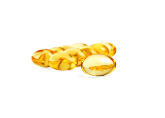 Omega 3 capsules from Fish Oil on white background