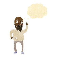 Obraz na płótnie Canvas cartoon bearded man waving with thought bubble