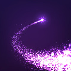 Fototapeta premium Abstract Bright Falling Star - Shooting Star with Twinkling Star - Abstrakte Sternschnuppe mit Schweif - Komet, Meteor, Meteorid, Glück, Wunsch