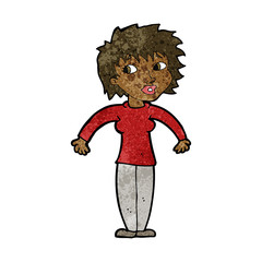 cartoon woman shrugging shoulders