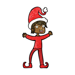 cartoon excited christmas elf