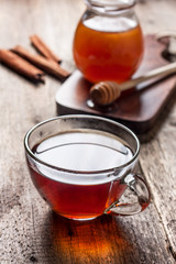 cup of hot tea ,  honey