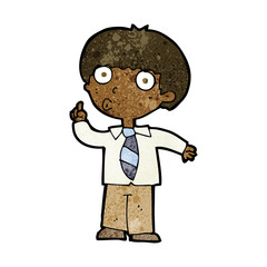 cartoon school boy with question