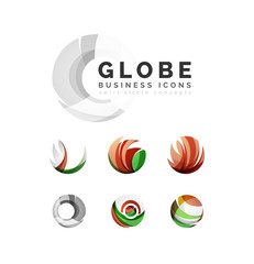 Set of globe sphere or circle logo business icons