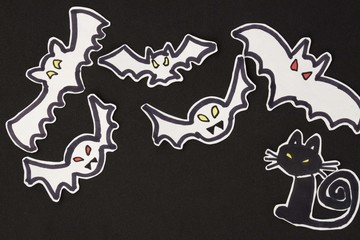 halloween decorations cat and bats