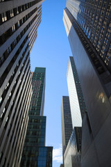 Fototapeta na wymiar Dark Manhattan Skyscrapers