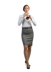 Businesswoman play fife