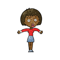 cartoon woman shrugging shoulders