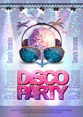 Disco background. Disco party poster