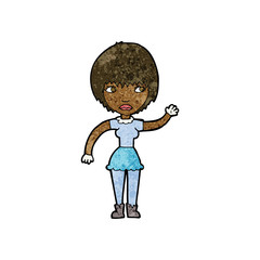 cartoon waving woman