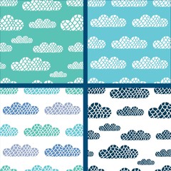Colorful clouds. Kids vector seamless pattern.