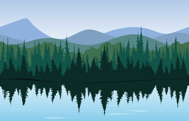 Forest lake panorama