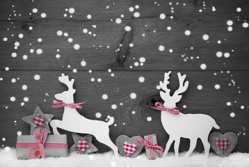 Gray Christmas Decoration, Reindeer Couple In Love, Snowflakes