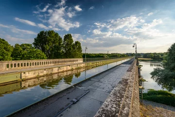 Zelfklevend Fotobehang Briare, France, Bridge-canal intersection with Loire river © dannywilde