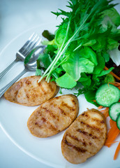 grilled mushrooms and salad