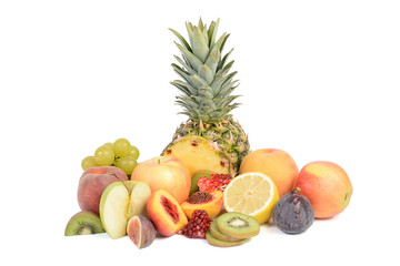 fresh fruits isolated on white background