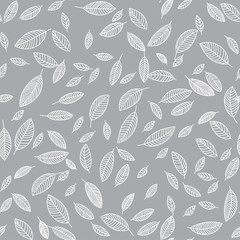 Flying leaves card, vector seamless pattern background