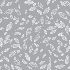 Behang Grijs Vliegende bladeren kaart, vector naadloze patroon achtergrond