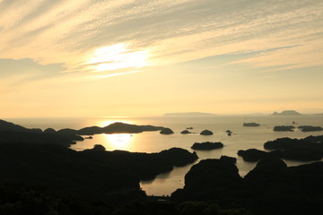 展海望からの九十九島の夕陽