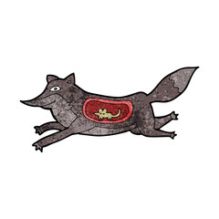 cartoon wolf with mouse in belly