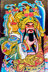 Obraz na płótnie Canvas Old style painting of Chinese God, Chinatown Bangkok Thailand.