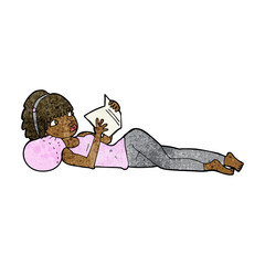 cartoon pretty woman reading book