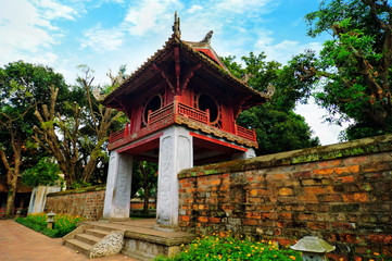 One of the gates at the Temple of Literature, Van Mieu, in Hanoi, Vietnam
