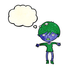 cartoon vampire girl with thought bubble