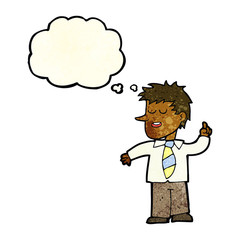 cartoon man with good idea with thought bubble