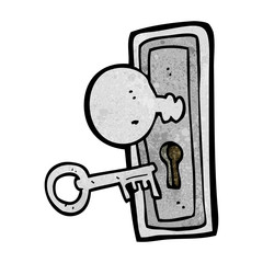 cartoon key and keyhole