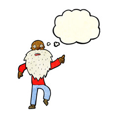 cartoon stressed old man with thought bubble