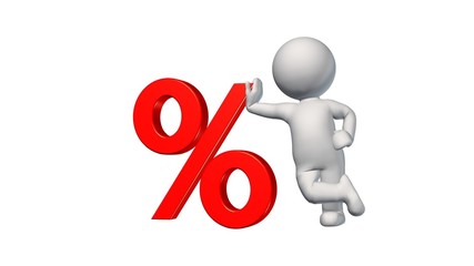 3d People with percent sign - isolated on white background