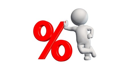 3d People with percent sign - isolated on white background