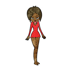 cartoon woman in short dress