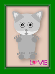 Cat in picture frame, Illustration