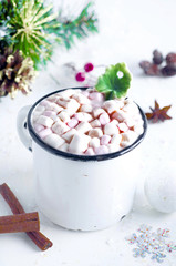 White cup of hot cocoa 