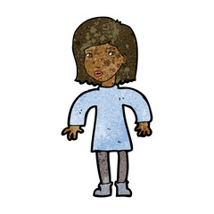 cartoon cautious woman