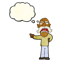 cartoon angry old man with thought bubble